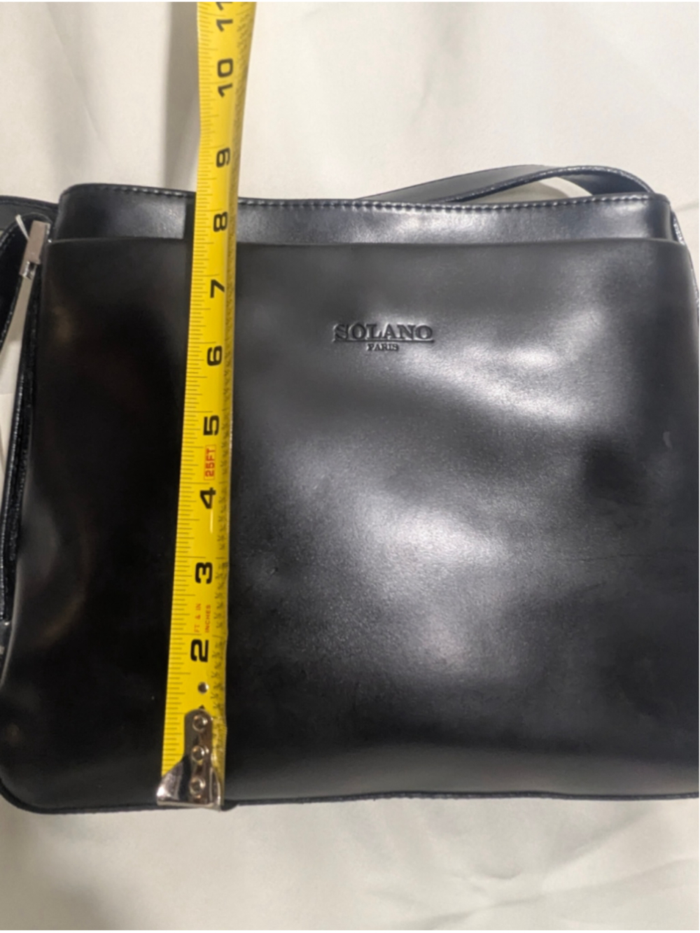 SOLANO PARIS NWT Black Genuine Leather Shoulder Bag One Size - Picture 10 of 16